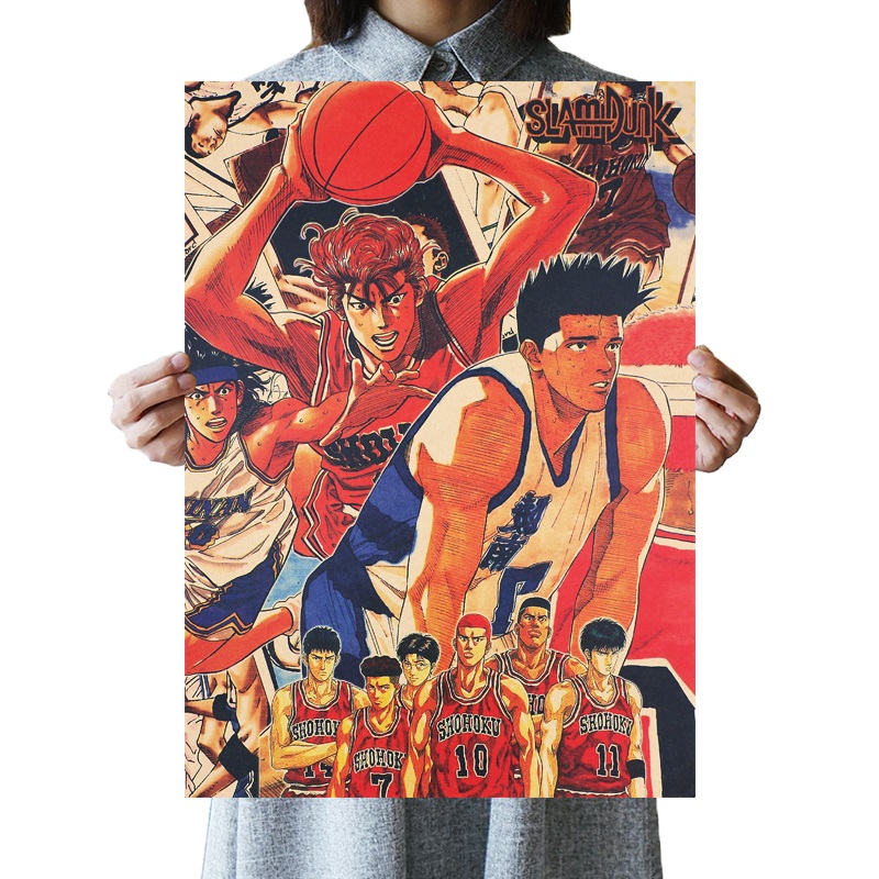 DLKKLB Classic Animation Movie SLAM DUNK Poster Vintage Bedroom Dormitory Home Decoration Painting 51x36cm Art Wall 6 - Slam Dunk Shop