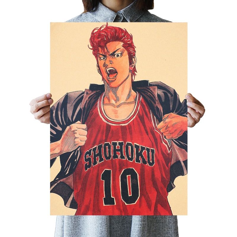 DLKKLB Classic Anime Movie SLAM DUNK Poster Vintage Basketball Home Decoration Painting Kraft Paper 51x36cm Art 6 - Slam Dunk Shop