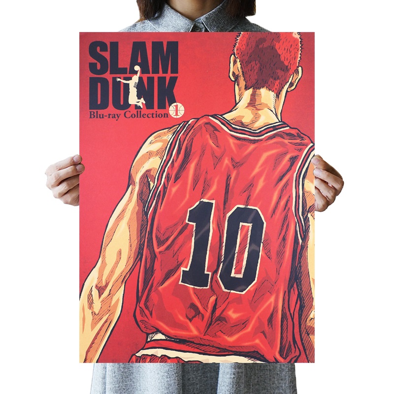 DLKKLB Comic Slam Dunk Basketball Vintage Kraft Paper Room Decor Retro Poster Home Decorative Painting 51x36cm 6 - Slam Dunk Shop