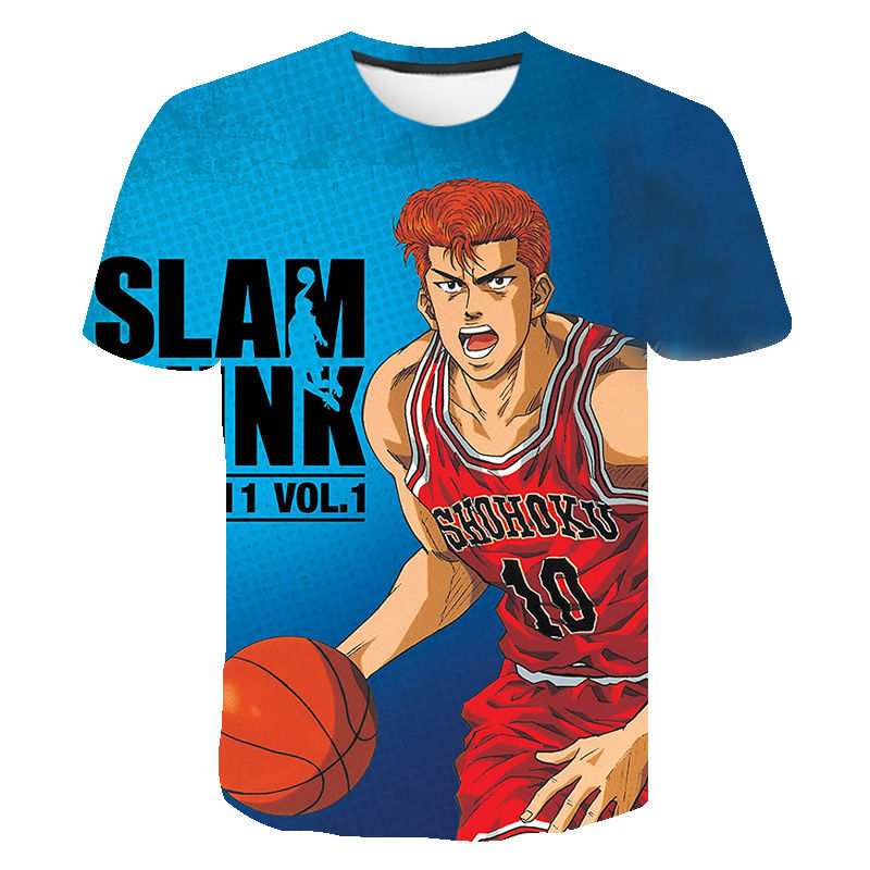 Anime Slam Dunk 3D Print Summer Crew Neck Short Sleeve Casual TShirt ...