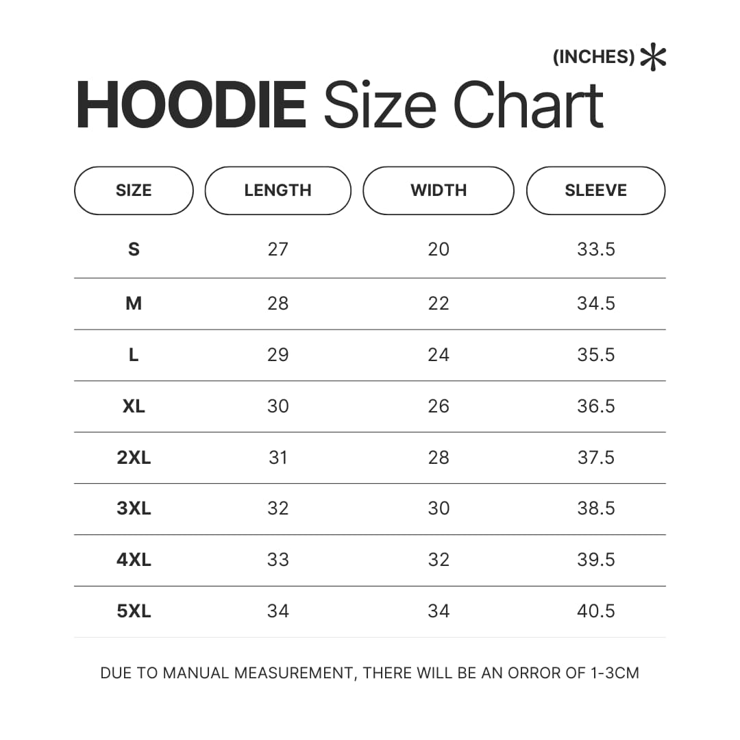 Hoodie Size Chart - Slam Dunk Shop