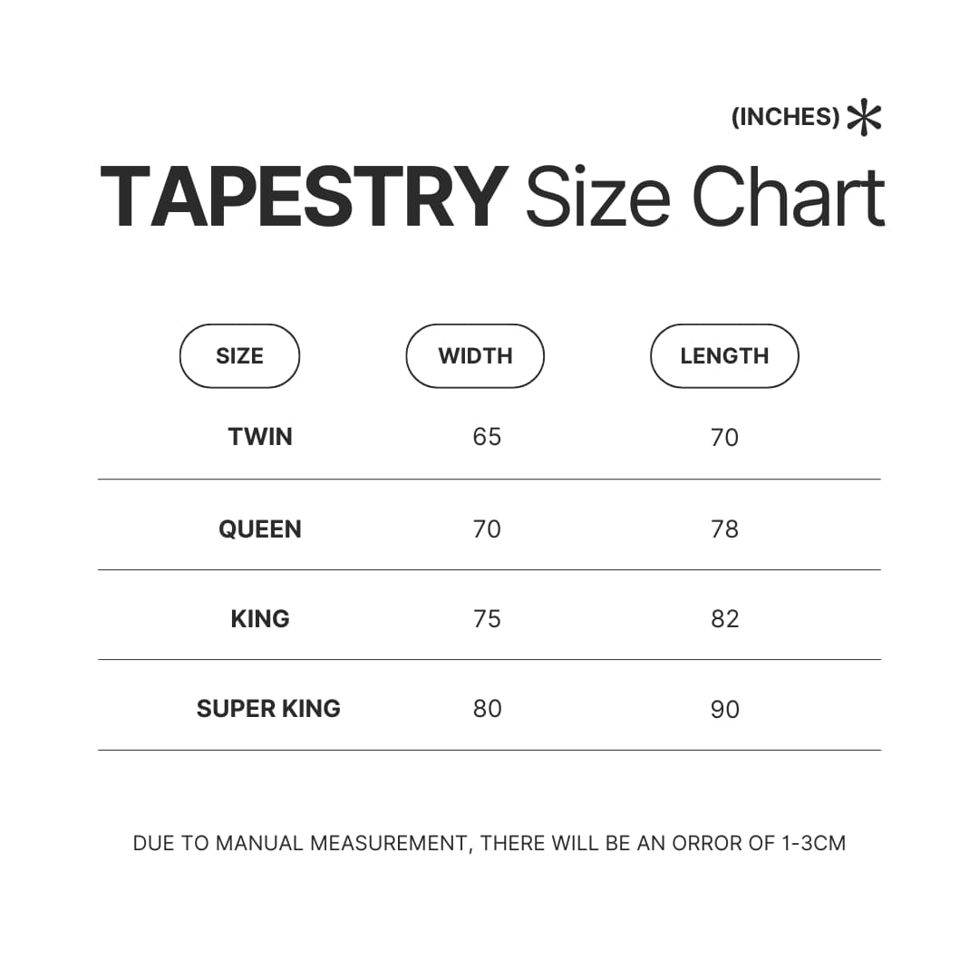 Tapestry Size Chart - Slam Dunk Shop