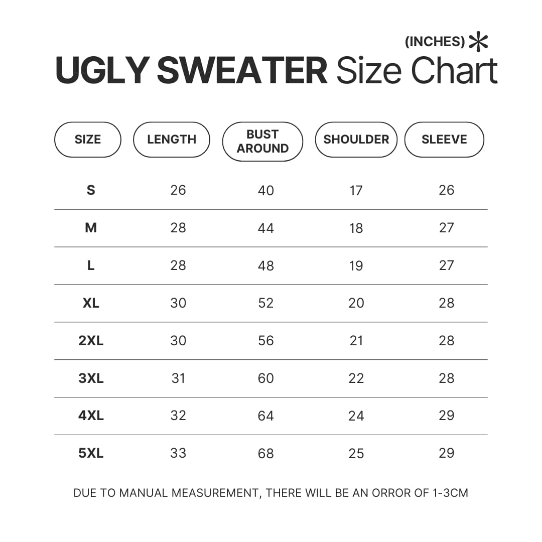 Ugly Sweater Size Chart - Slam Dunk Shop